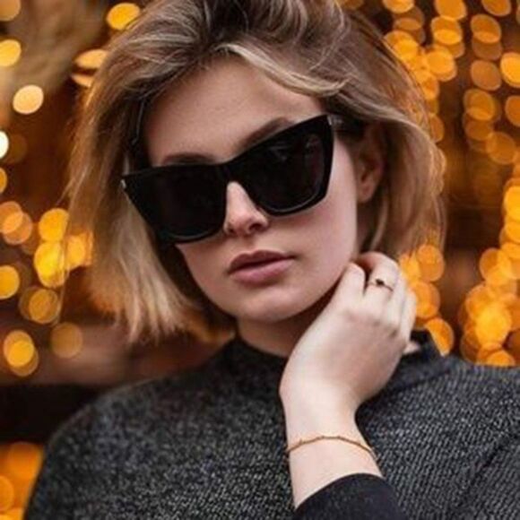 Saint Laurent  SL214 KATE 001 BRAND NEW Sunglasses  Black Cat Eye Women - Picture 4 of 11